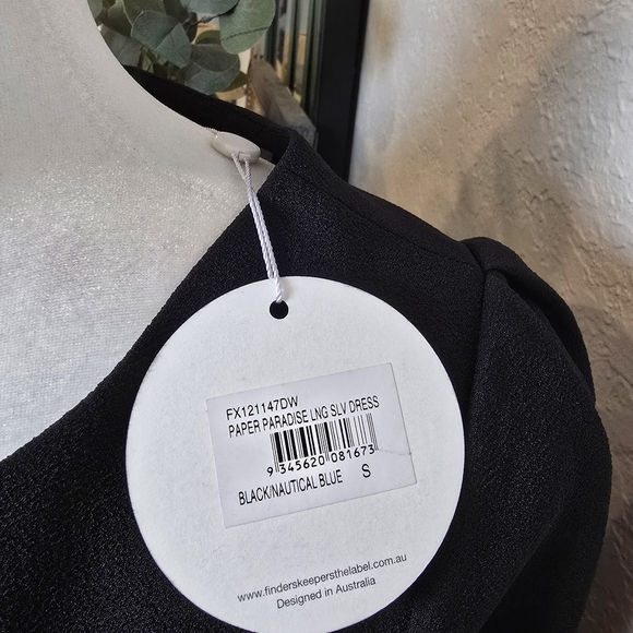 Finders Keepers Black and Blue Long Sleeve Open Back Mini Dress Size S - Picture 5 of 9